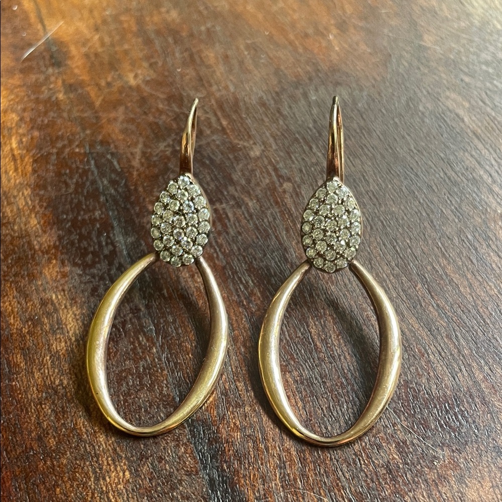 Elegant Rose Gold and Rhinestone Teardrop Earrings